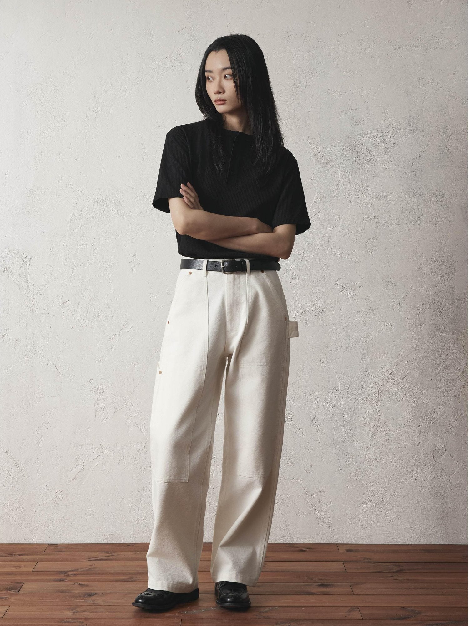 SUPERTOFU Comfortable Loose Fit Youth Casual Everyday Solid Black Beige Straight Pants