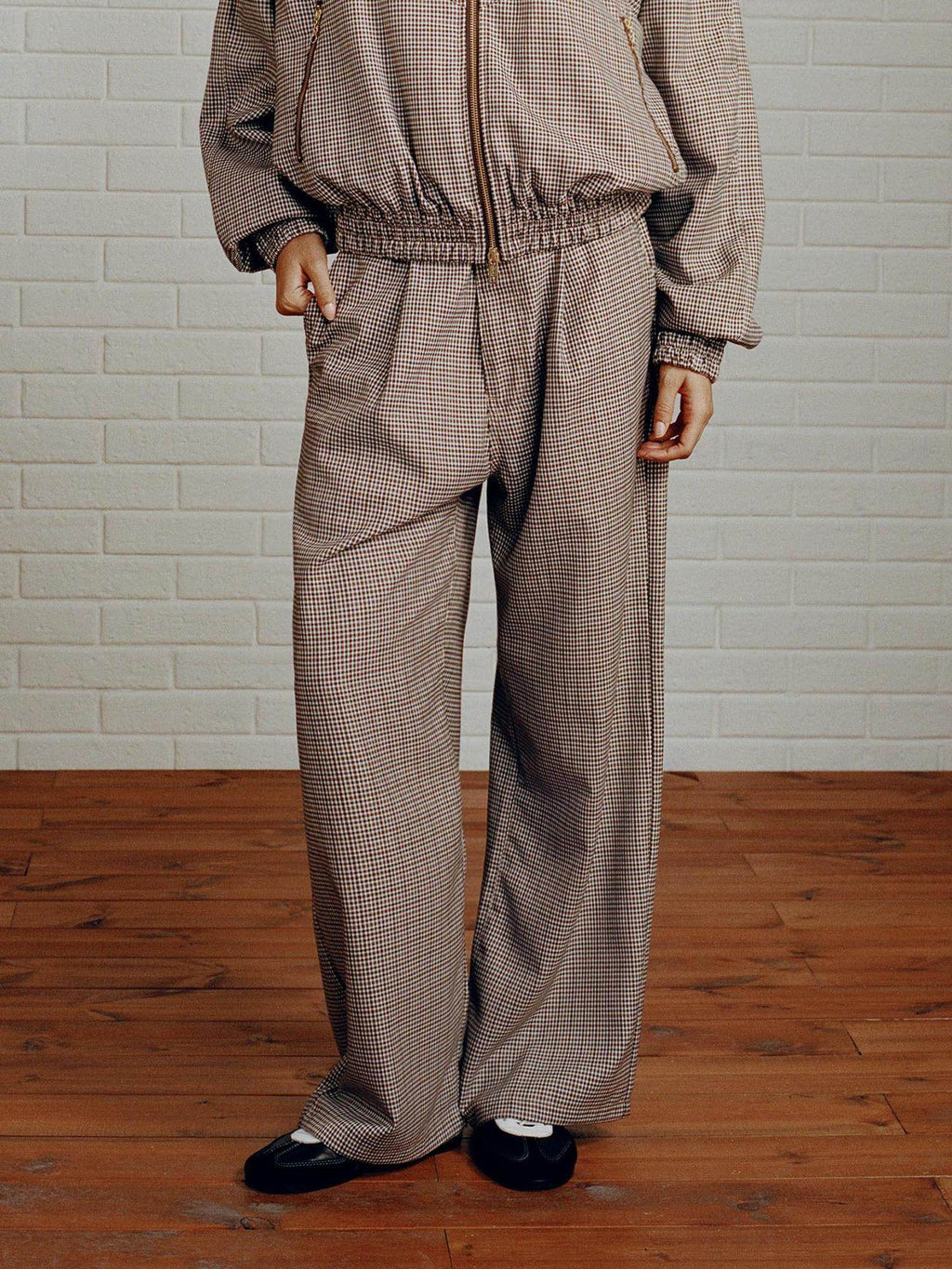 SUPERTOFU Comfortable Youthful Vintage Houndstooth Plaid Zip Straight Pants