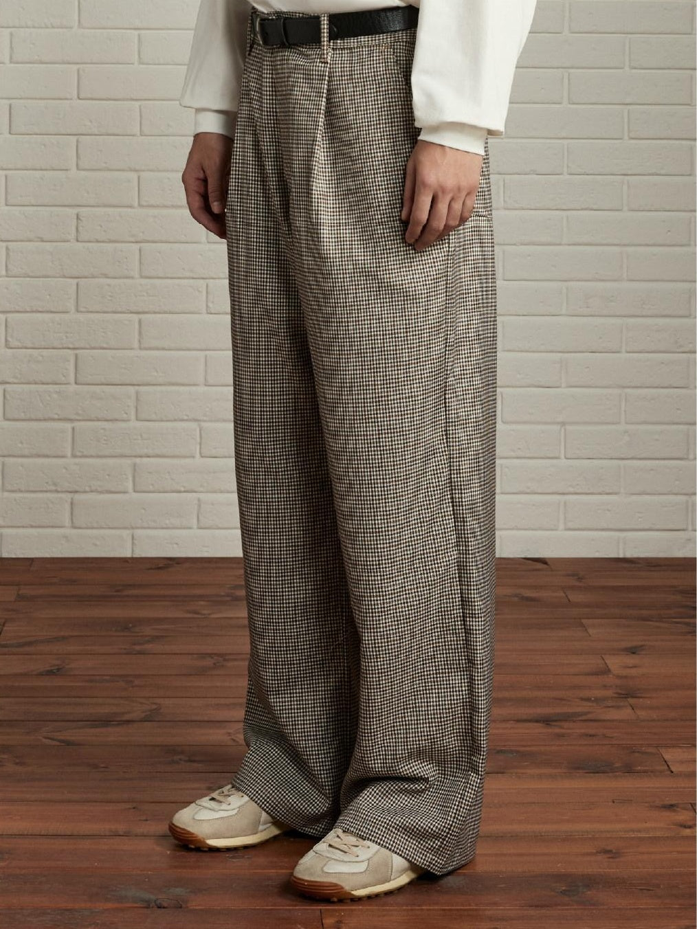 SUPERTOFU Comfortable Youthful Vintage Houndstooth Plaid Zip Straight Pants
