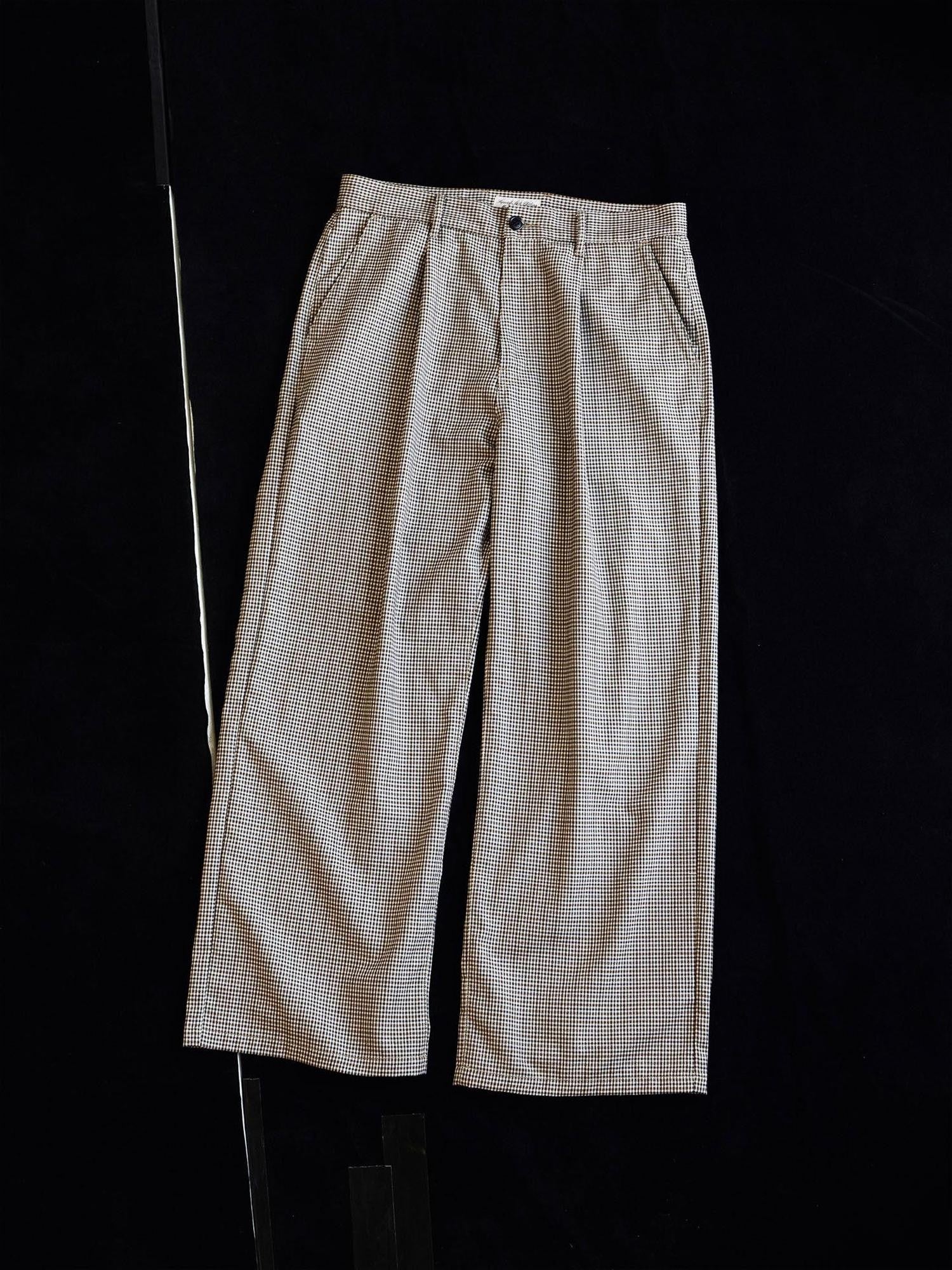 SUPERTOFU Comfortable Youthful Vintage Houndstooth Plaid Zip Straight Pants