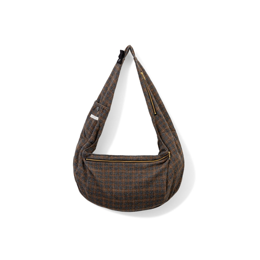 SUPERTOFU Compact Adjustable Strap Blue And Brown Plaid Casual Everyday Cross Body Bags