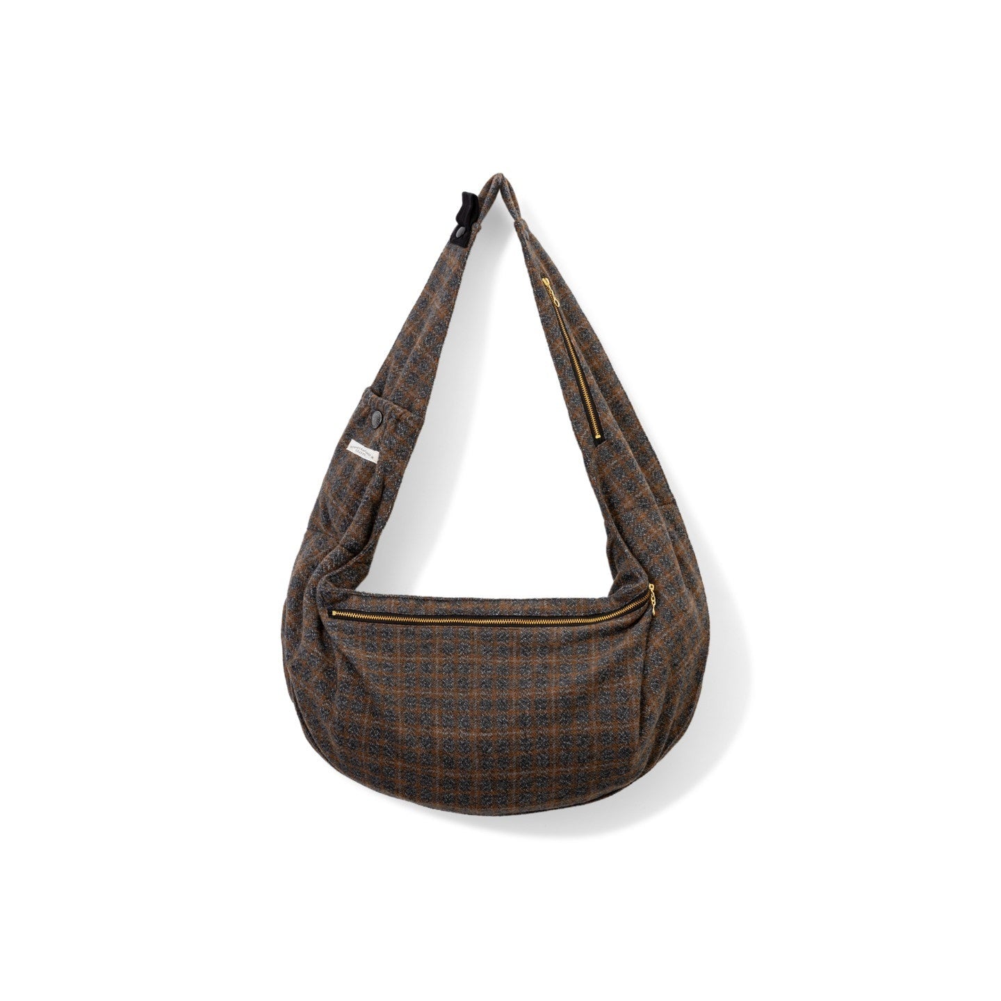 SUPERTOFU Compact Adjustable Strap Blue And Brown Plaid Casual Everyday Cross Body Bags