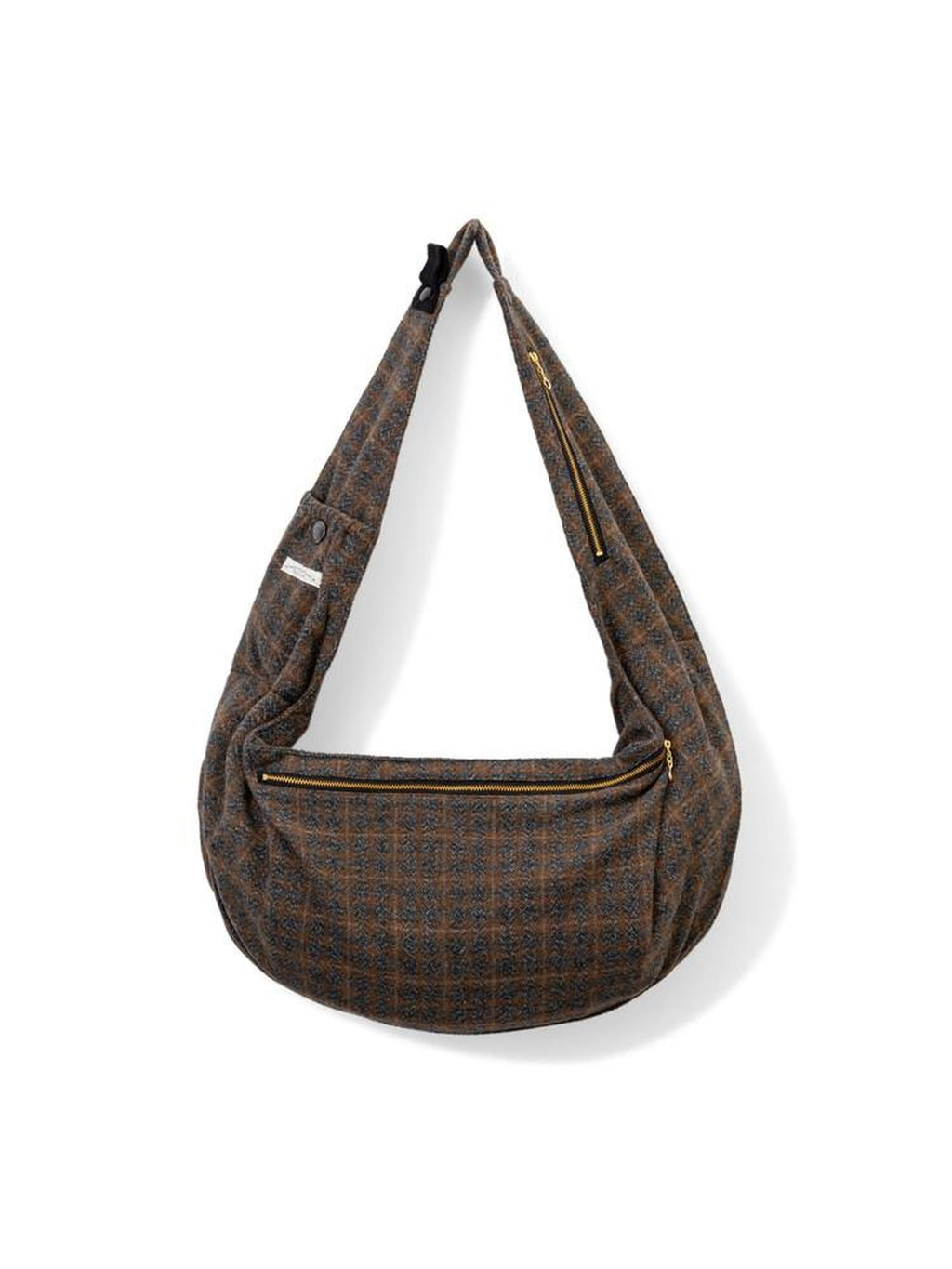 SUPERTOFU Compact Adjustable Strap Blue And Brown Plaid Casual Everyday Cross Body Bags
