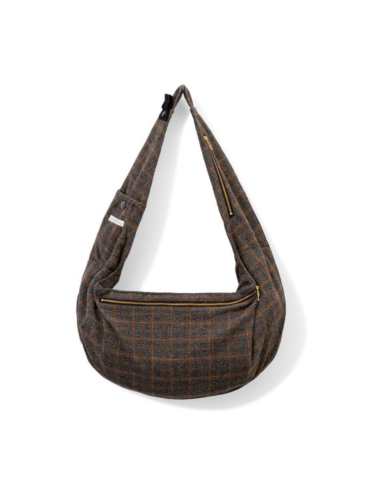 SUPERTOFU Compact Adjustable Strap Blue And Brown Plaid Casual Everyday Cross Body Bags