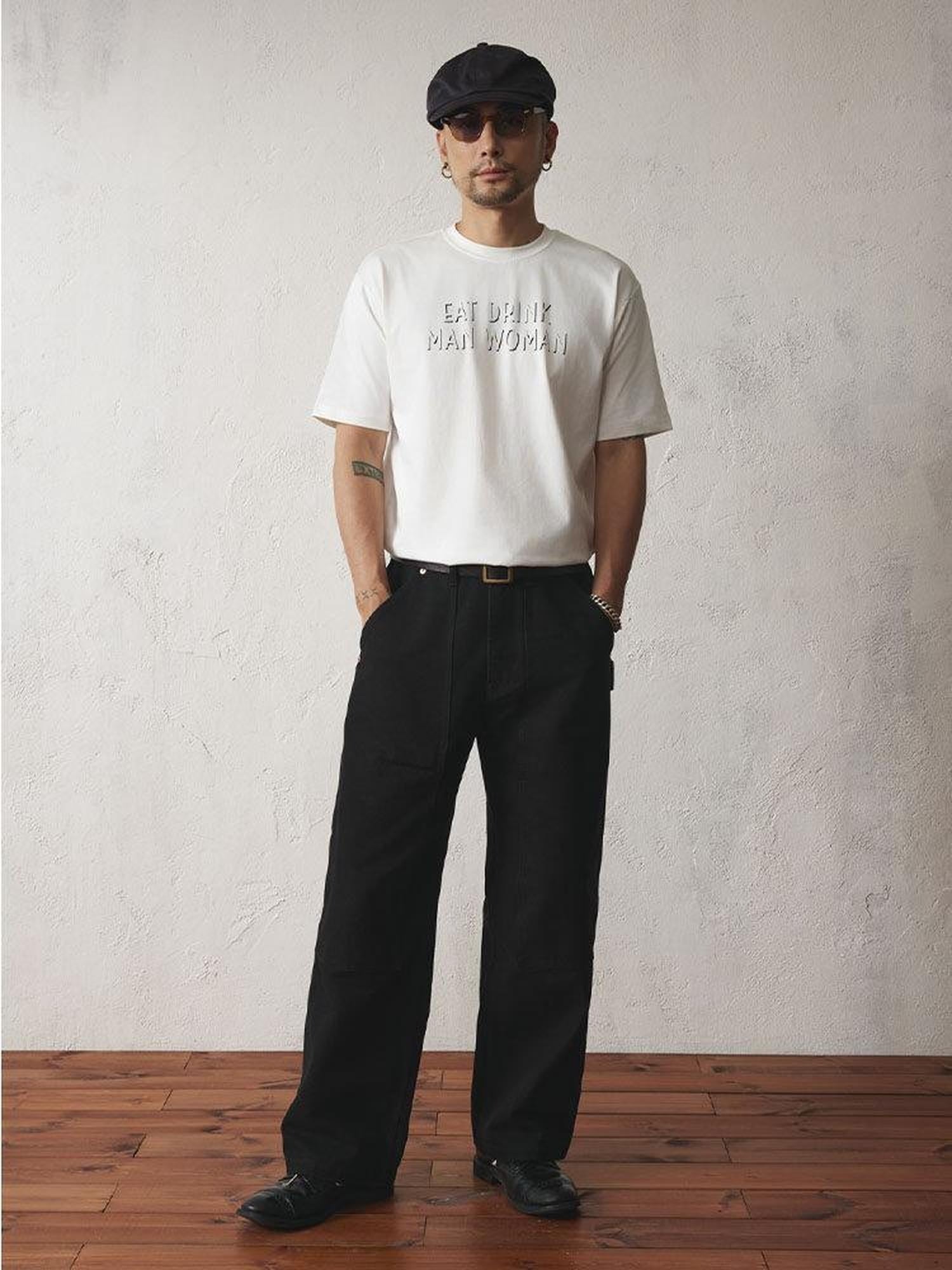 SUPERTOFU Cool Antibacterial Cotton Loose Fit Retro Letter Unisex Short Sleeve T-Shirts