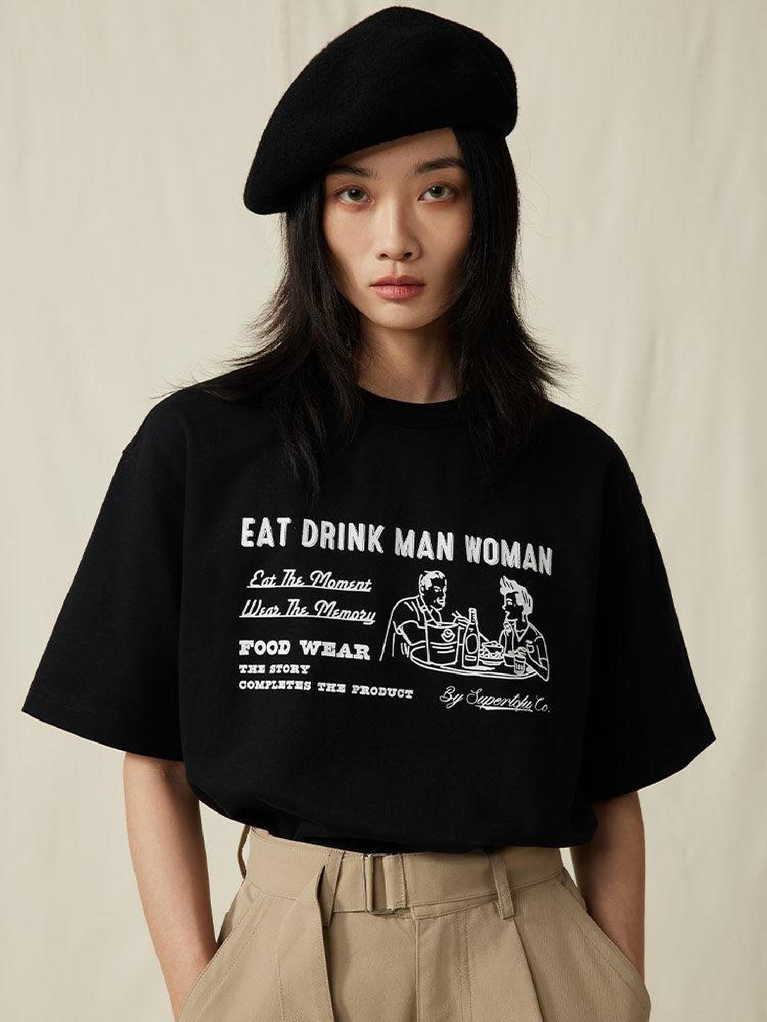 SUPERTOFU Cool Breathable Cotton Blend Loose Retro Graphic Unisex Short Sleeve T-Shirts