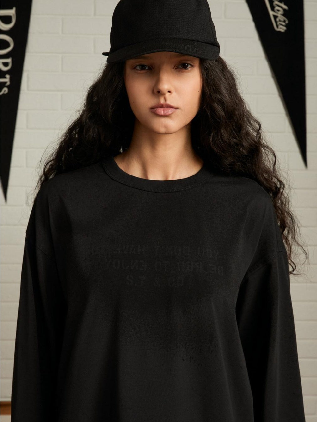 SUPERTOFU Cooling Antibacterial Sorona Oversized Unisex Letter Print Long Sleeve T-Shirts