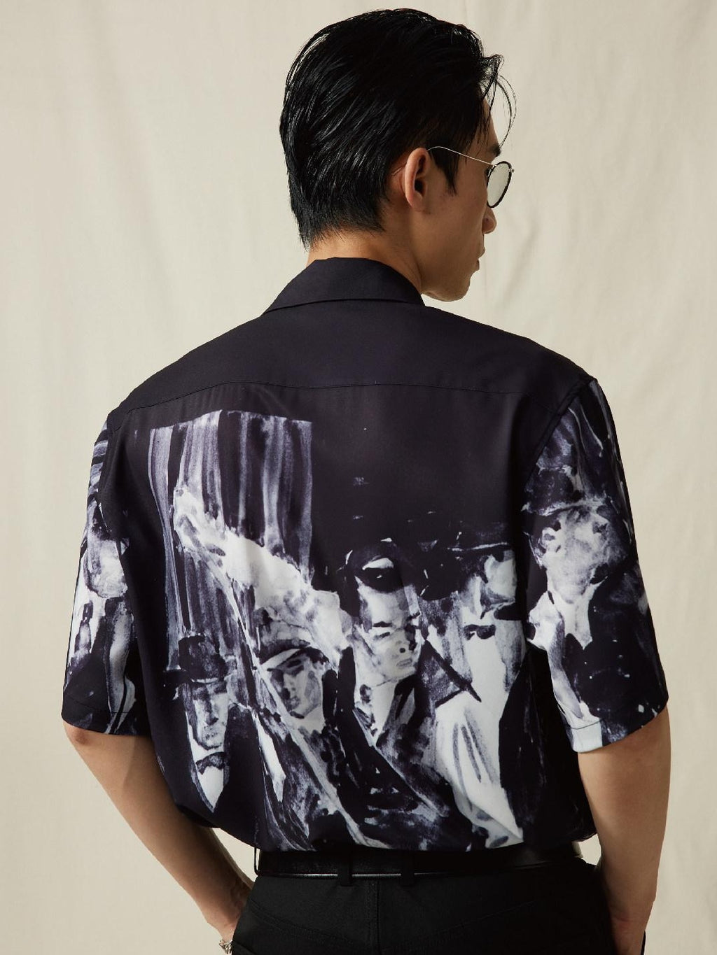 SUPERTOFU Cooling Vintage Cuban Collar Loose Printed Unisex Short Sleeve Polyester Shirts