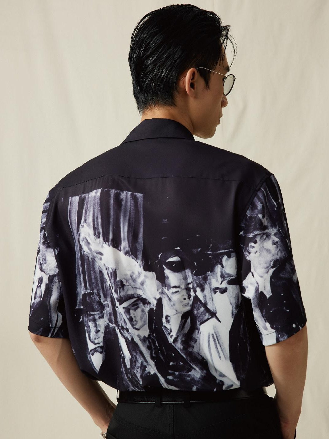 SUPERTOFU Cooling Vintage Cuban Collar Loose Printed Unisex Short Sleeve Polyester Shirts