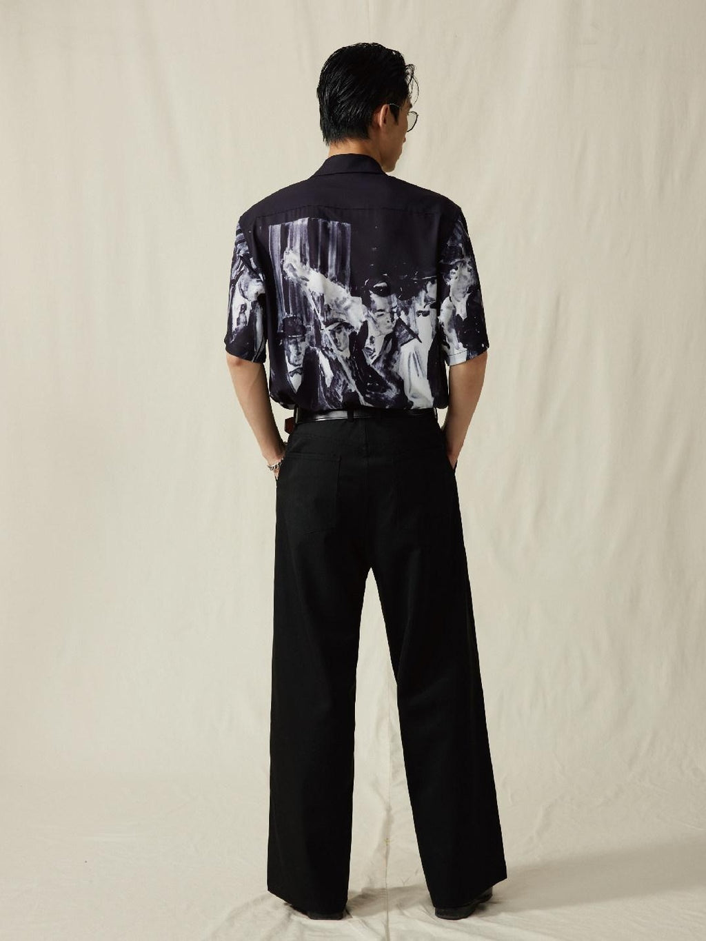 SUPERTOFU Cooling Vintage Cuban Collar Loose Printed Unisex Short Sleeve Polyester Shirts