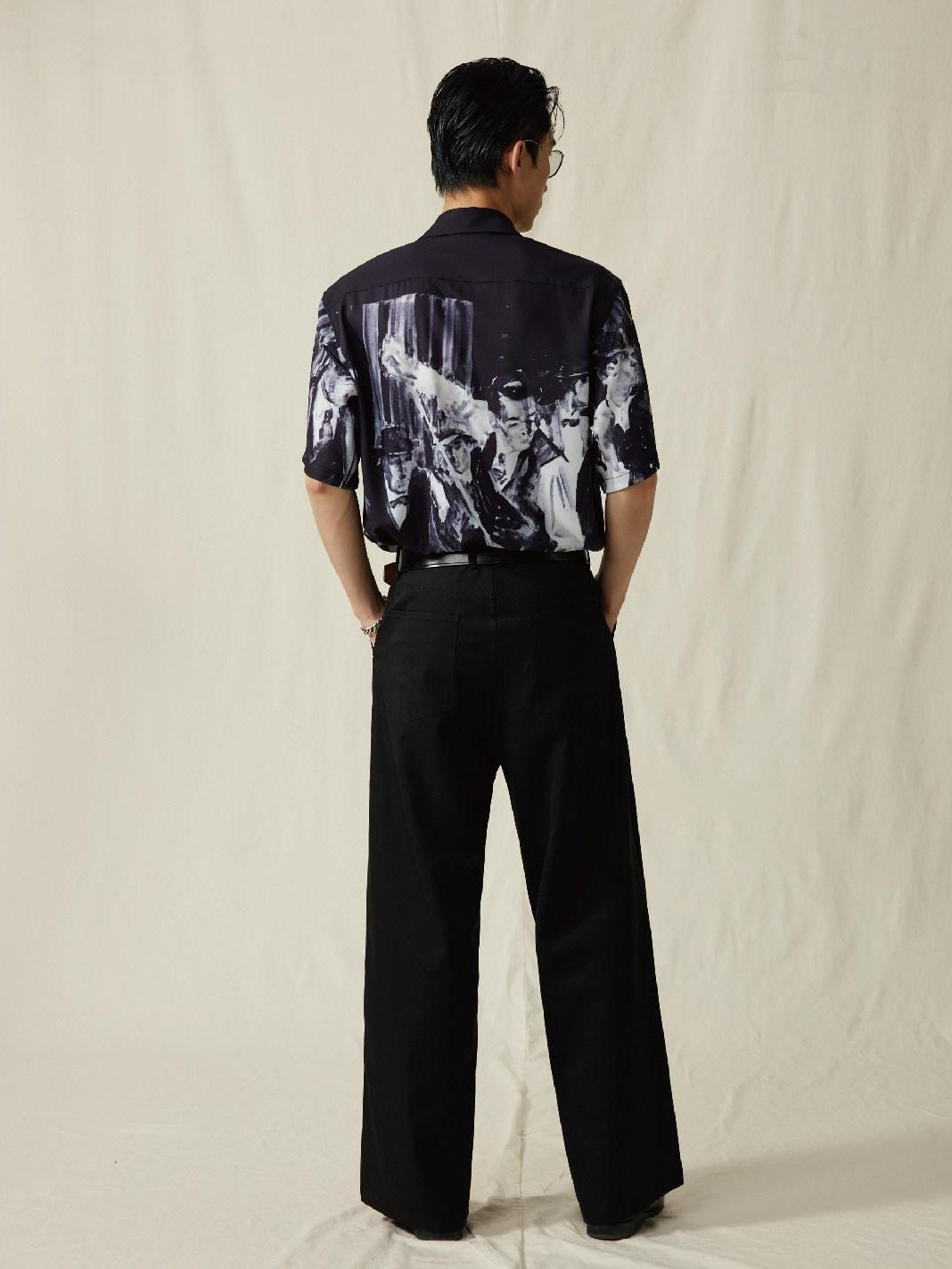 SUPERTOFU Cooling Vintage Cuban Collar Loose Printed Unisex Short Sleeve Polyester Shirts