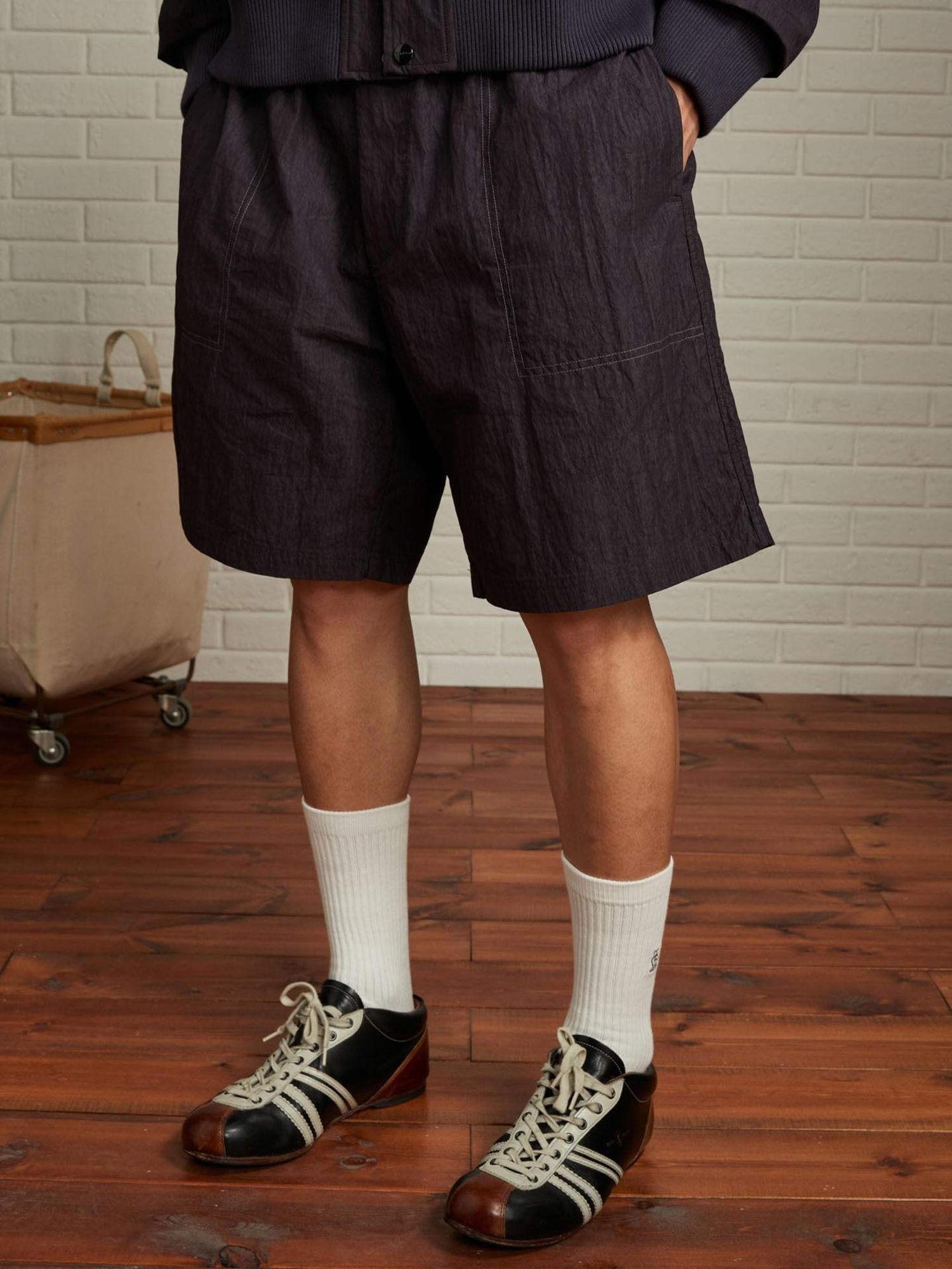 SUPERTOFU Cotton Blend Loose Fit Elastic Waist Japanese Vintage Sport Short Trousers