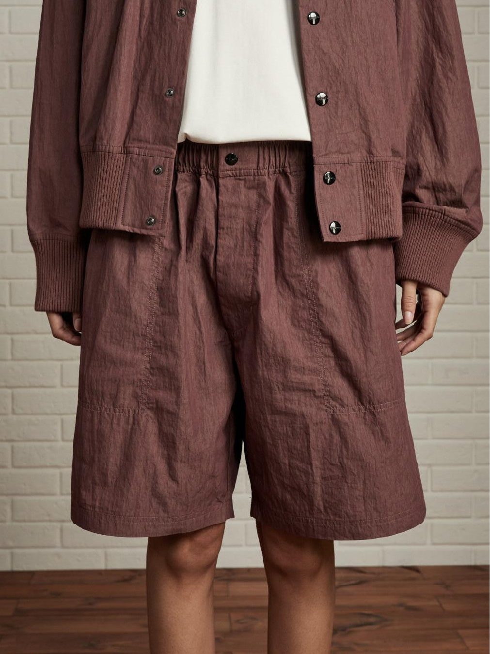 SUPERTOFU Cotton Blend Loose Fit Elastic Waist Japanese Vintage Sport Short Trousers