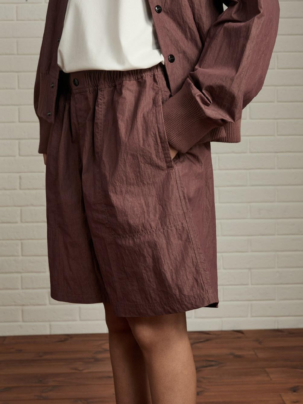 SUPERTOFU Cotton Blend Loose Fit Elastic Waist Japanese Vintage Sport Short Trousers