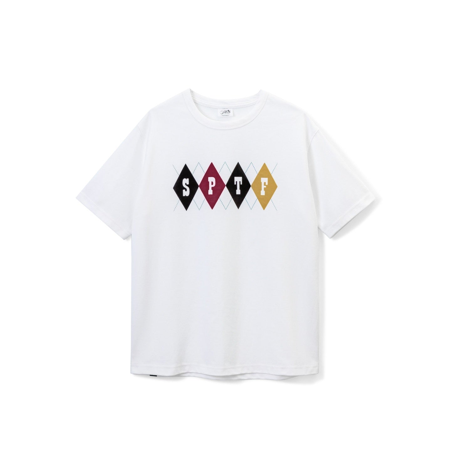SUPERTOFU_Cotton_Flocked_Loose_Fit_Vintage_Argyle_Unisex_Short_Sleeve_T-Shirts_MISSTT