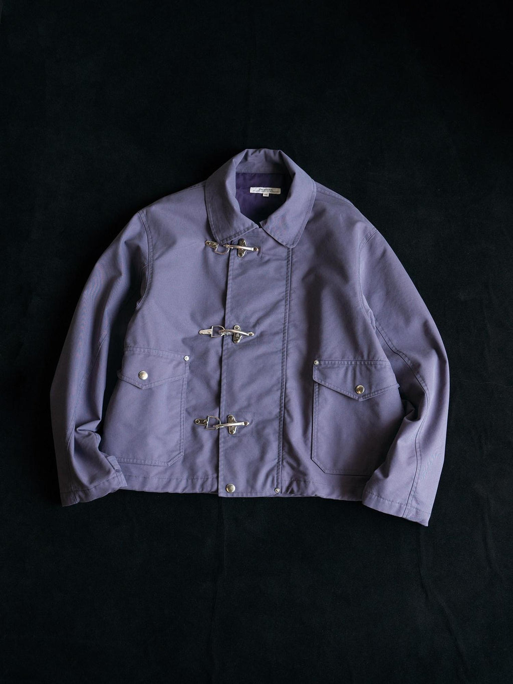 SUPERTOFU Cotton Nylon Blend Retro Turn Collar Long Sleeve Unisex Blue Utility Jackets