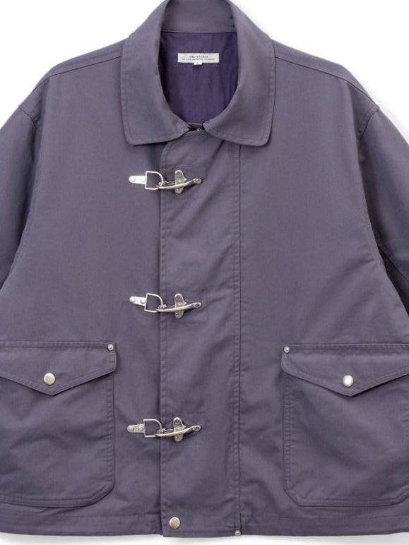SUPERTOFU Cotton Nylon Blend Retro Turn Collar Long Sleeve Unisex Blue Utility Jackets