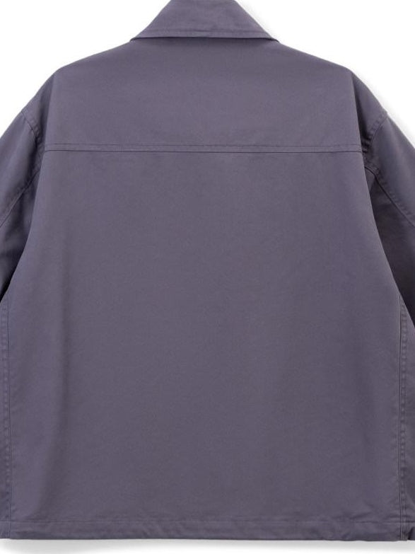 SUPERTOFU Cotton Nylon Blend Retro Turn Collar Long Sleeve Unisex Blue Utility Jackets