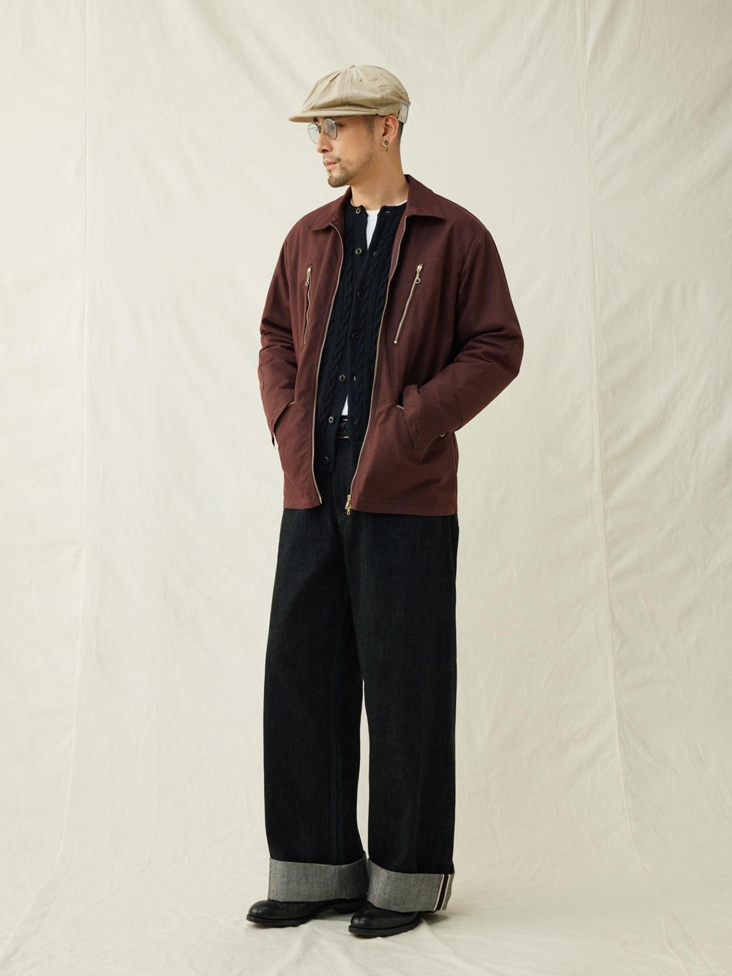 SUPERTOFU Cotton Nylon Cinched Waist Vintage Midlength Zip Pockets Unisex Utility Jackets