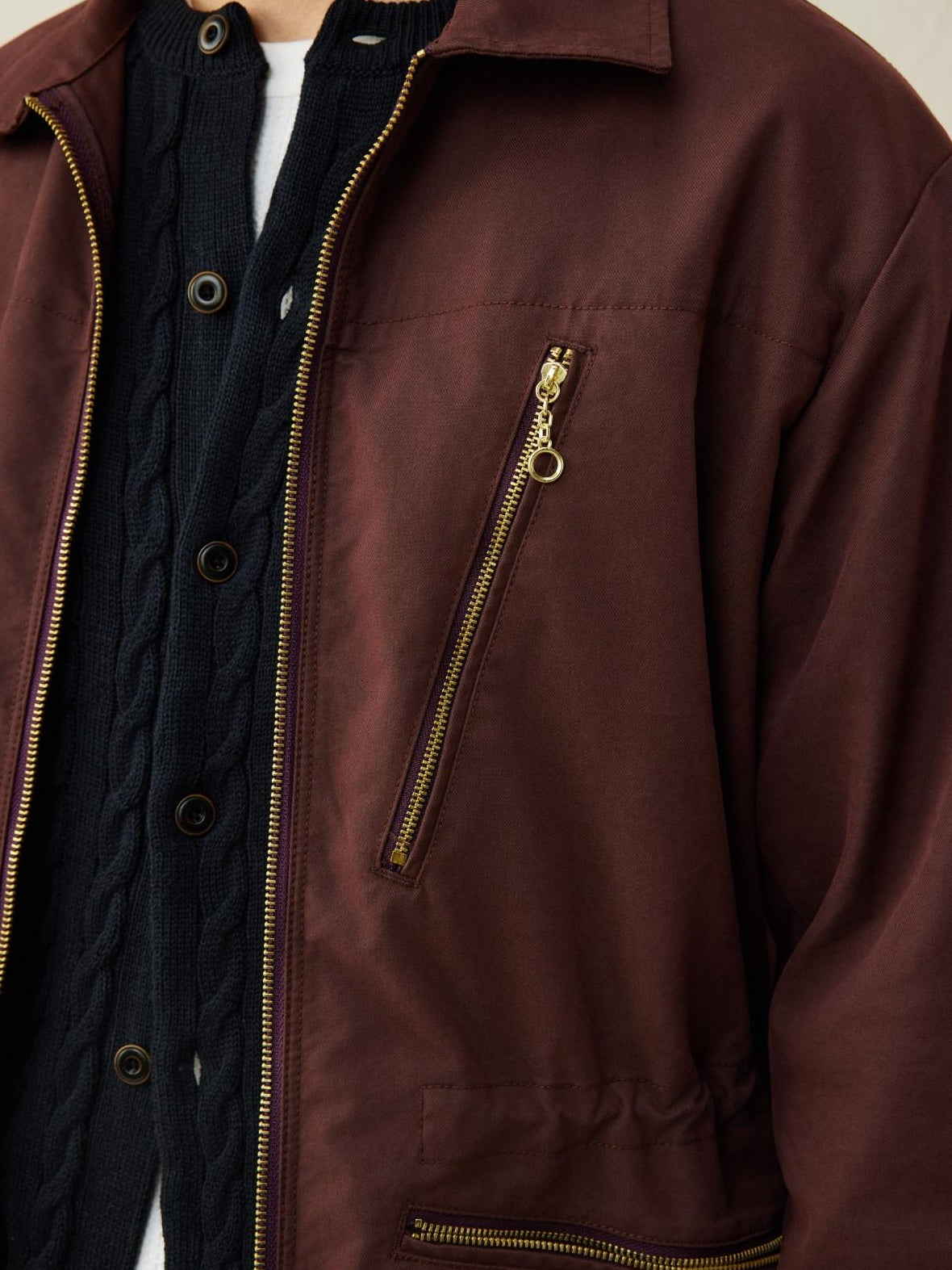SUPERTOFU Cotton Nylon Cinched Waist Vintage Midlength Zip Pockets Unisex Utility Jackets