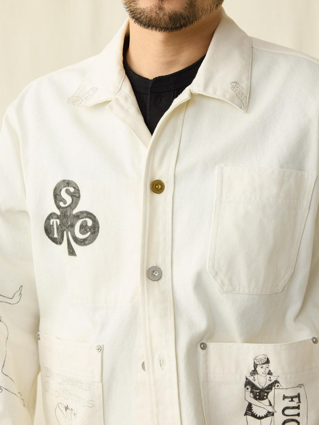 SUPERTOFU Cotton Vintage Shirt Collar Long Sleeve Unisex Everyday Utility Jackets