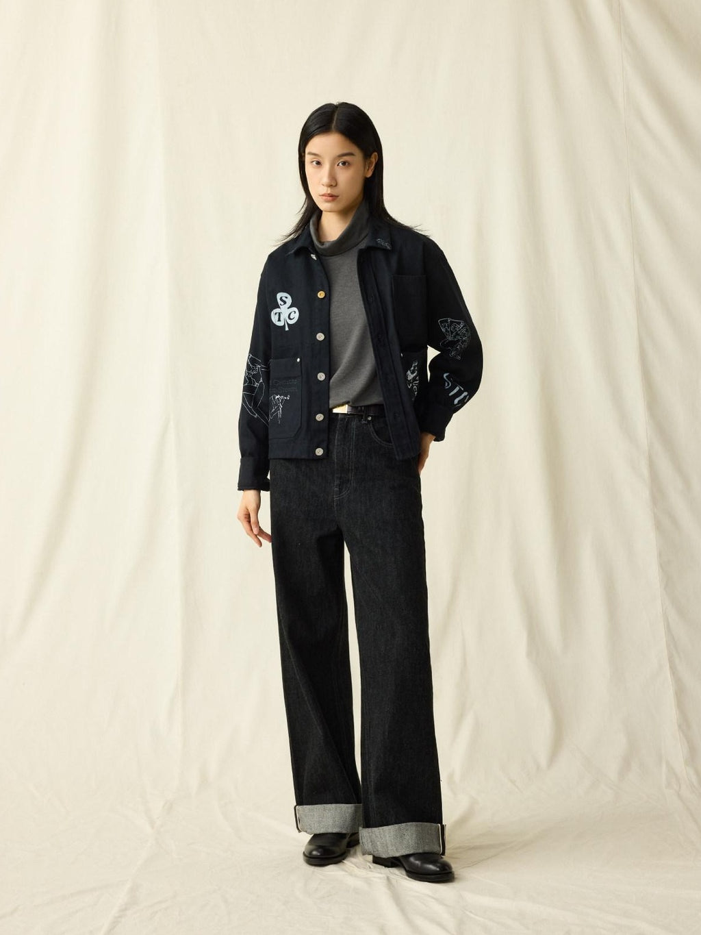 SUPERTOFU Cotton Vintage Shirt Collar Long Sleeve Unisex Everyday Utility Jackets