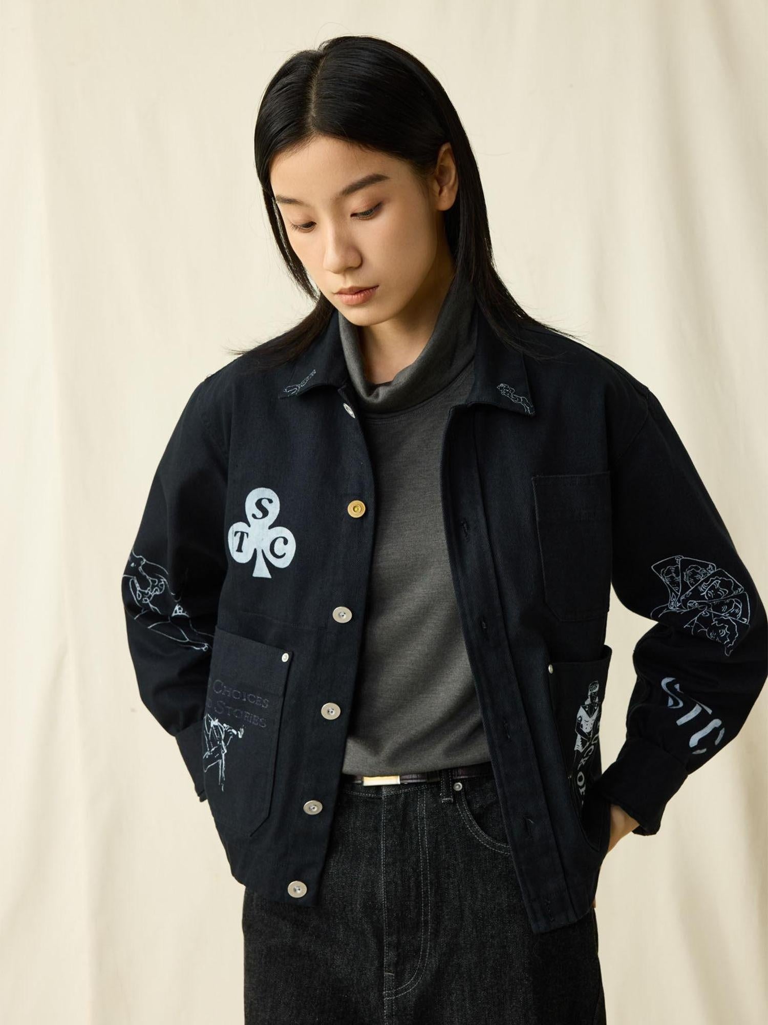 SUPERTOFU Cotton Vintage Shirt Collar Long Sleeve Unisex Everyday Utility Jackets
