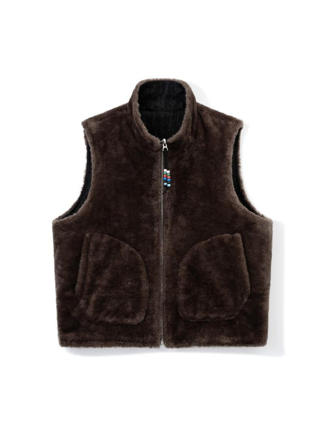 SUPERTOFU Cozy Cotton Warmth Loose Fit Stand Collar Zip Front Youth Casual Brown Vests