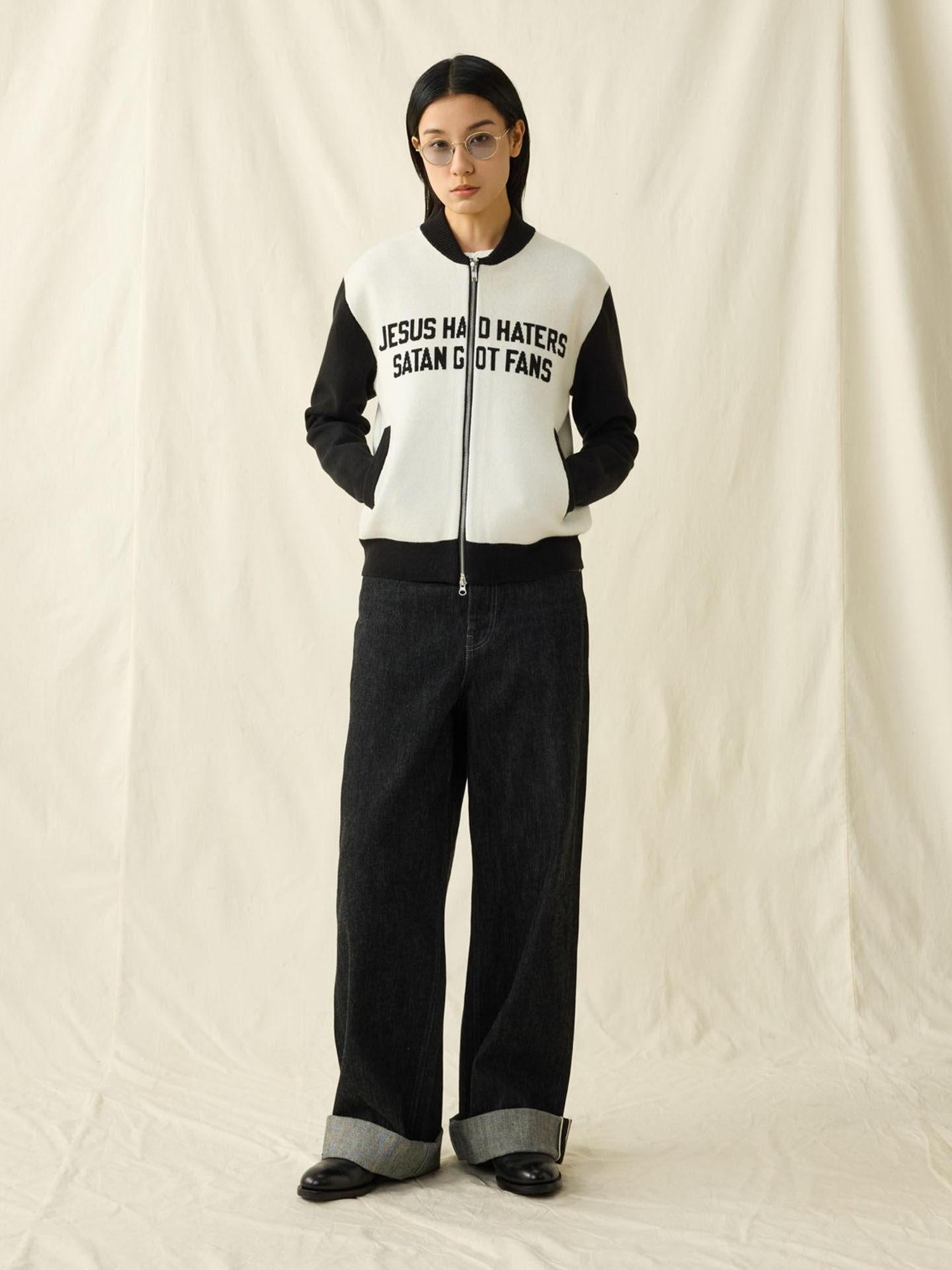 SUPERTOFU Cozy Warm Colorblock Baseball Collar Cardigan Cotton Blend Unisex Casual Jackets