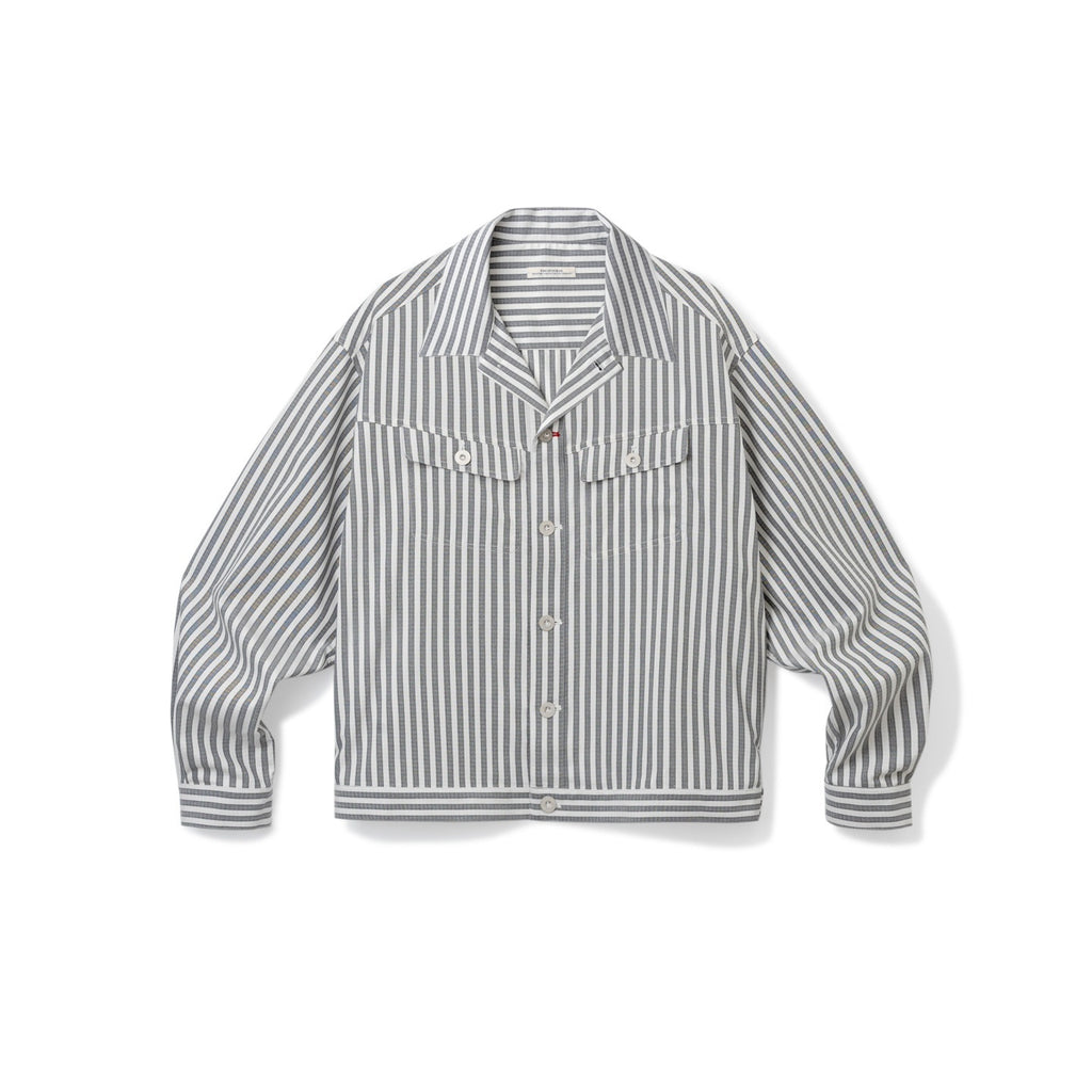 SUPERTOFU Cropped Exposed Stitch Vintage Long Sleeve Unisex Striped Polyester Shirts