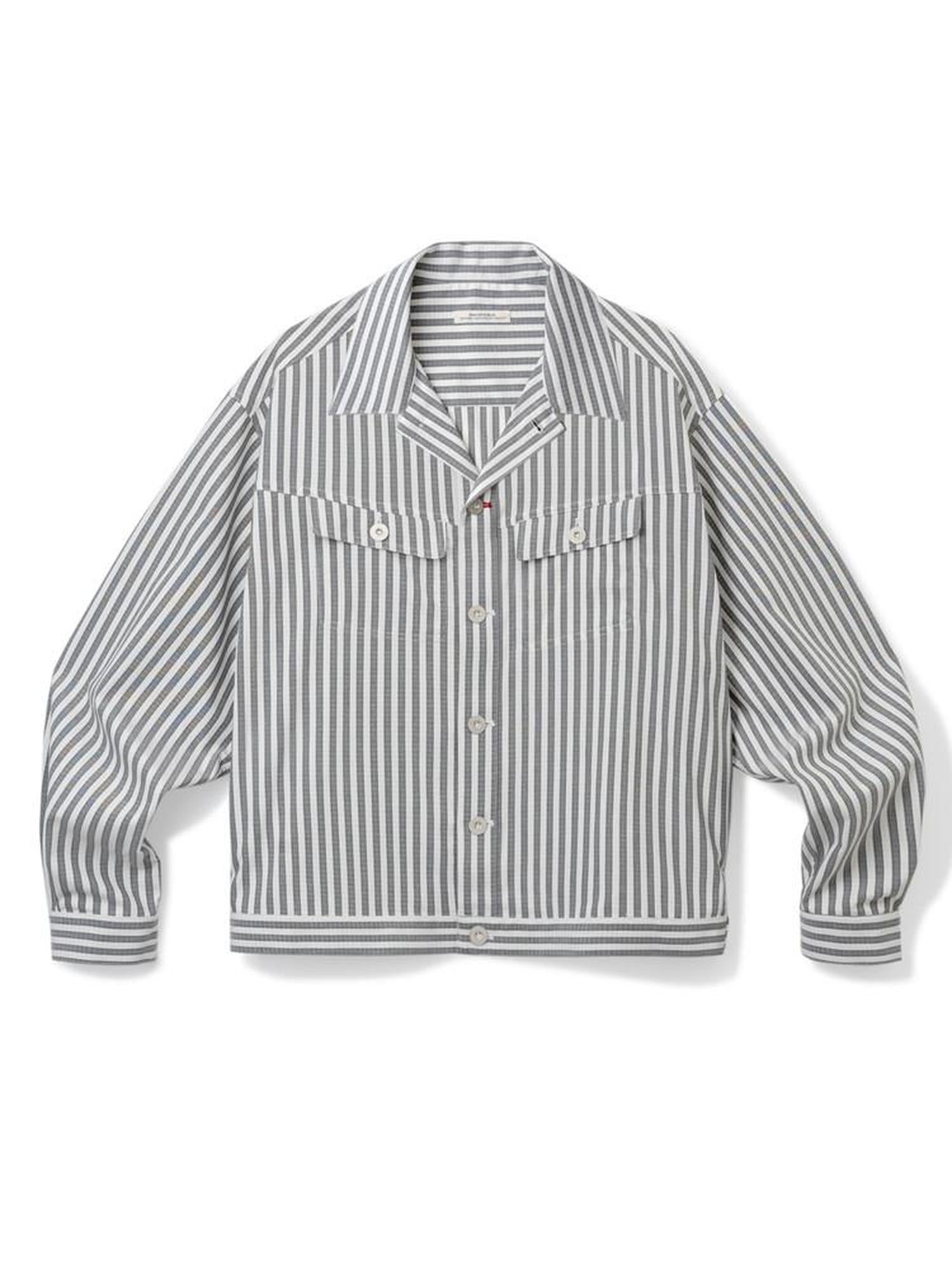 SUPERTOFU Cropped Exposed Stitch Vintage Long Sleeve Unisex Striped Polyester Shirts