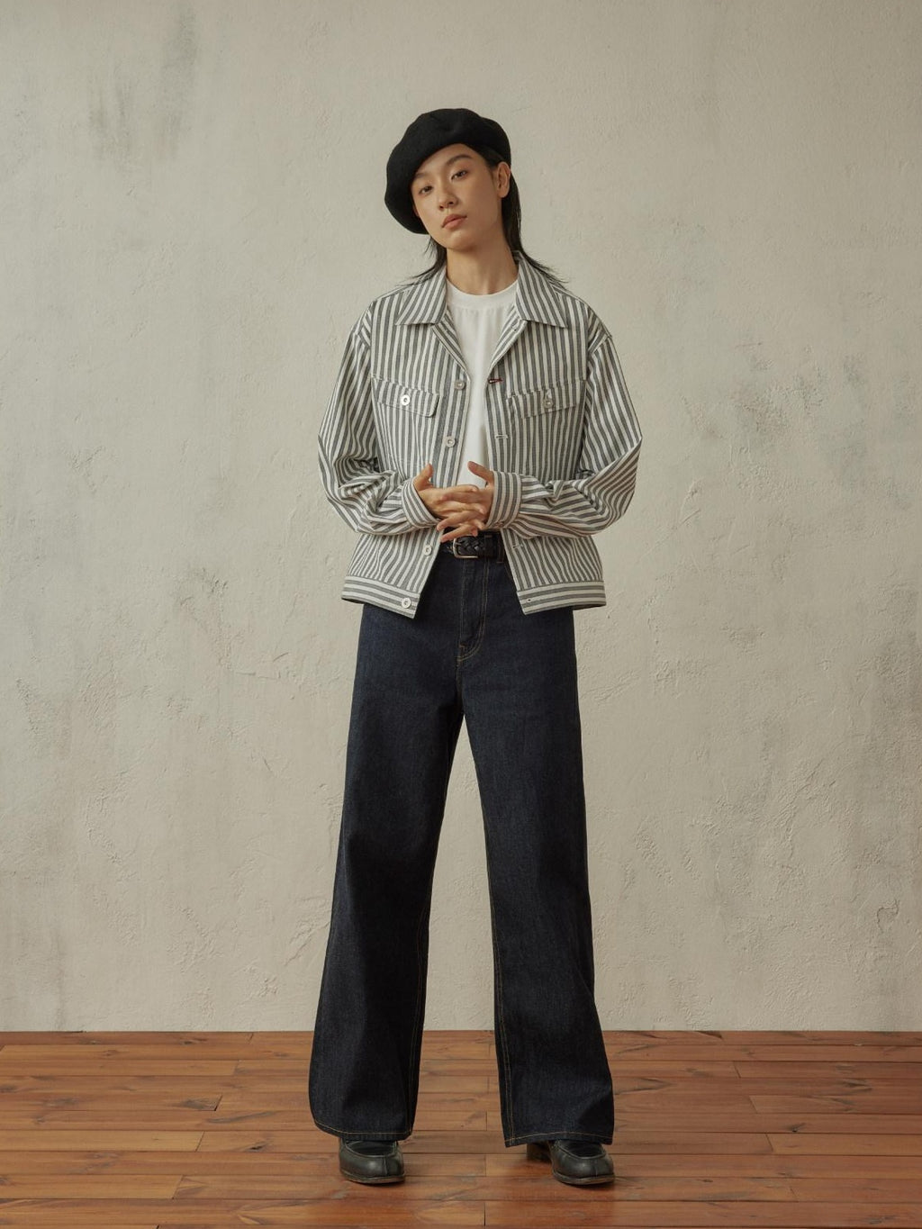 SUPERTOFU Cropped Exposed Stitch Vintage Long Sleeve Unisex Striped Polyester Shirts