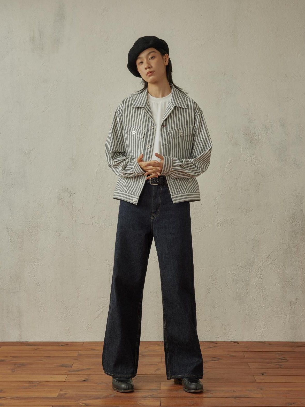 SUPERTOFU Cropped Exposed Stitch Vintage Long Sleeve Unisex Striped Polyester Shirts