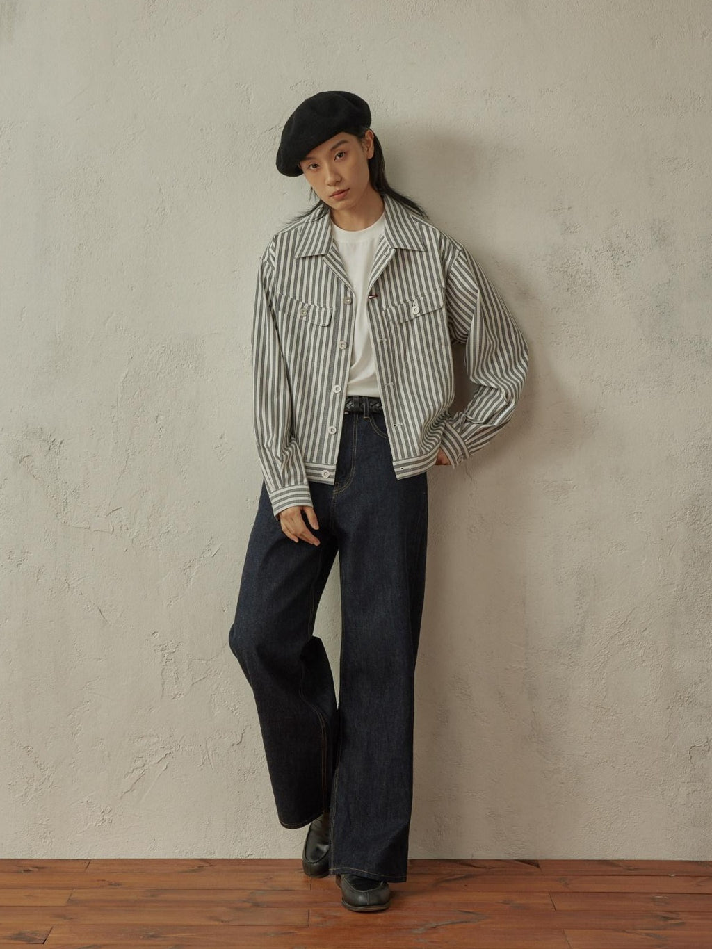 SUPERTOFU Cropped Exposed Stitch Vintage Long Sleeve Unisex Striped Polyester Shirts