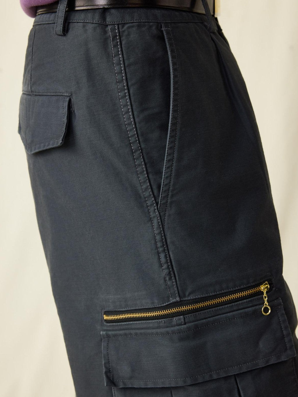 SUPERTOFU Distressed Loose Fit Cargo Workwear Unisex Gray Cotton Zipper Fly Straight Pants