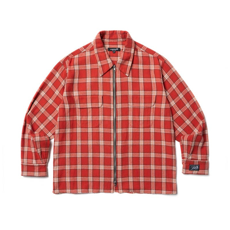 SUPERTOFU_Distressed_Oversized_Retro_Plaid_Zip_Cardigan_Unisex_Youth_Cotton_Shirts_MISSTT