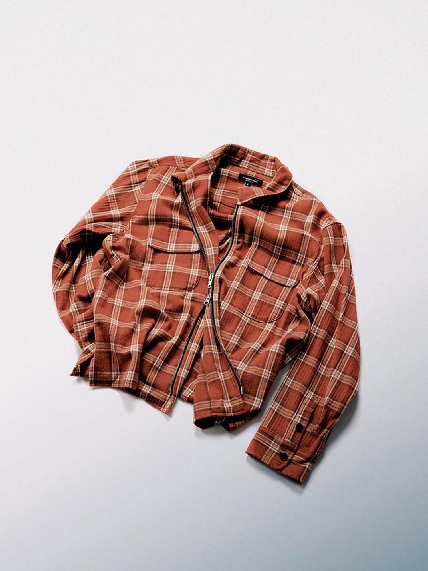SUPERTOFU Distressed Oversized Retro Plaid Zip Cardigan Unisex Youth Cotton Shirts