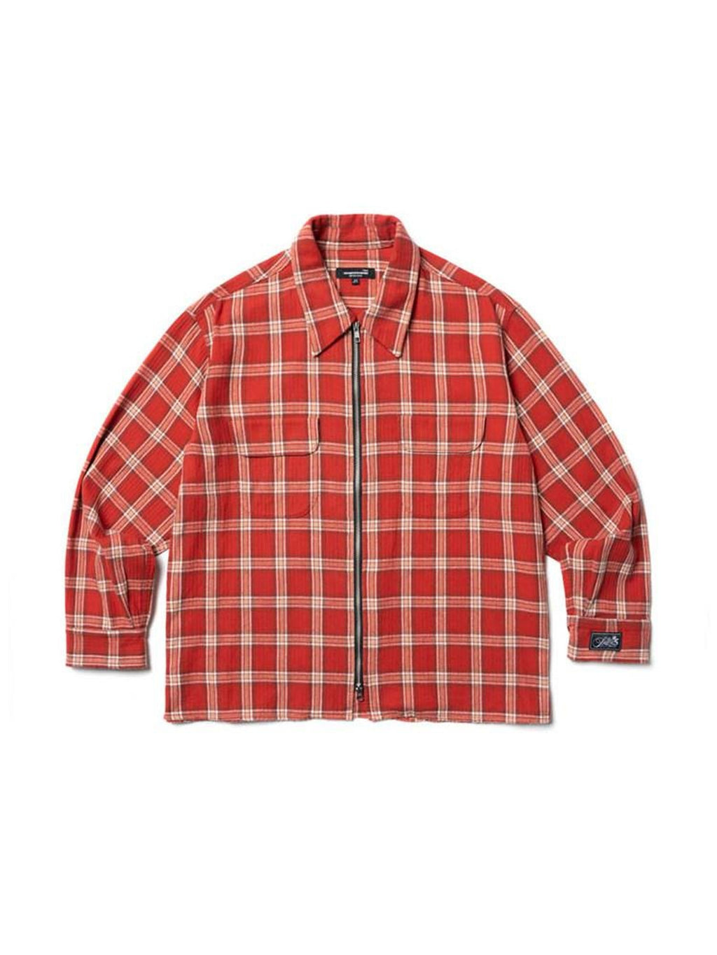 SUPERTOFU Distressed Oversized Retro Plaid Zip Cardigan Unisex Youth Cotton Shirts