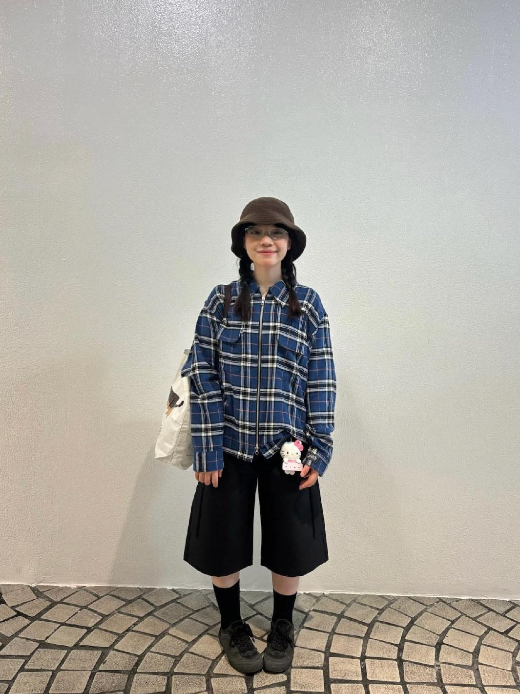 SUPERTOFU Distressed Oversized Retro Plaid Zip Cardigan Unisex Youth Cotton Shirts