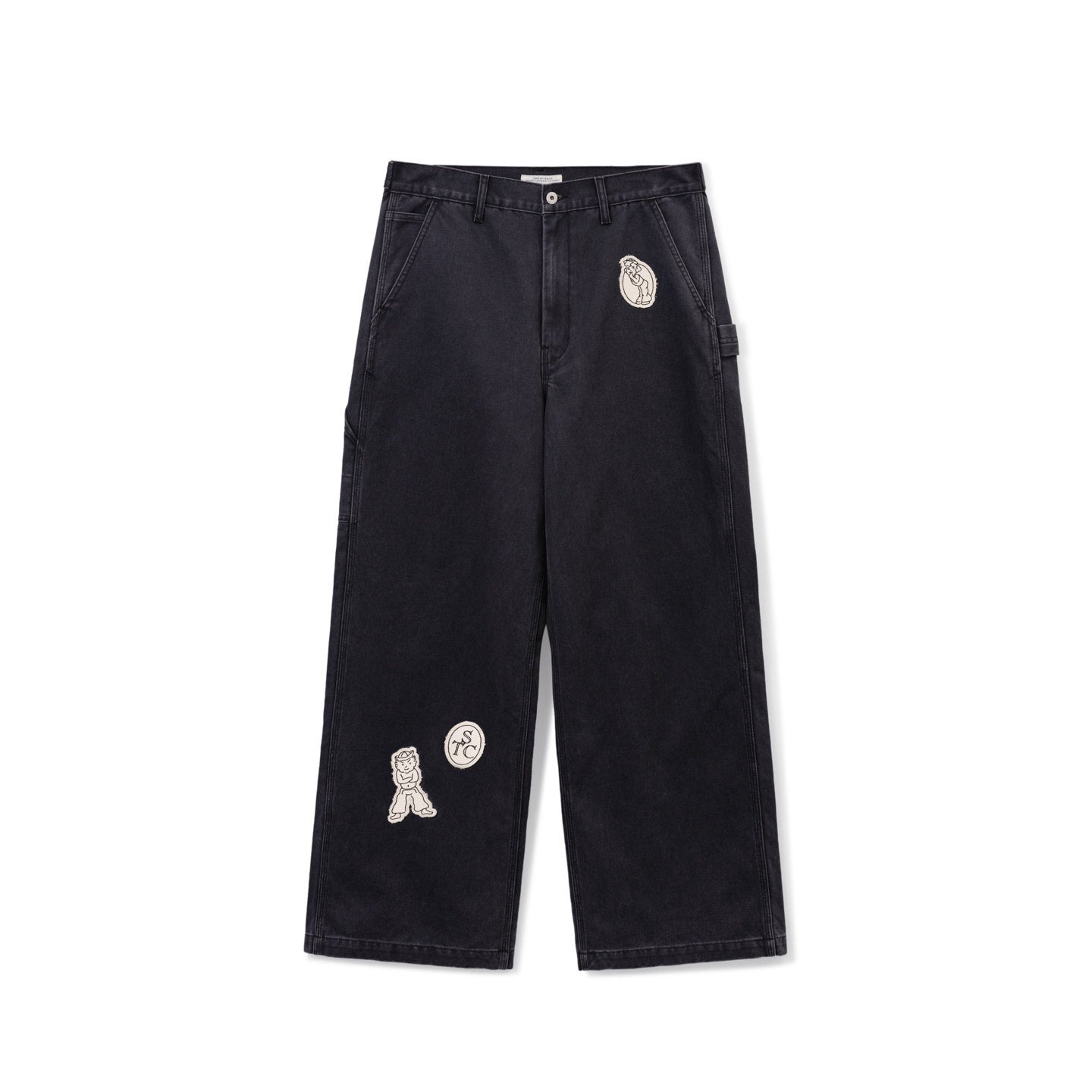 SUPERTOFU Distressed Straight Leg Vintage Unisex Cotton 100Percent Gray Purple Chinos