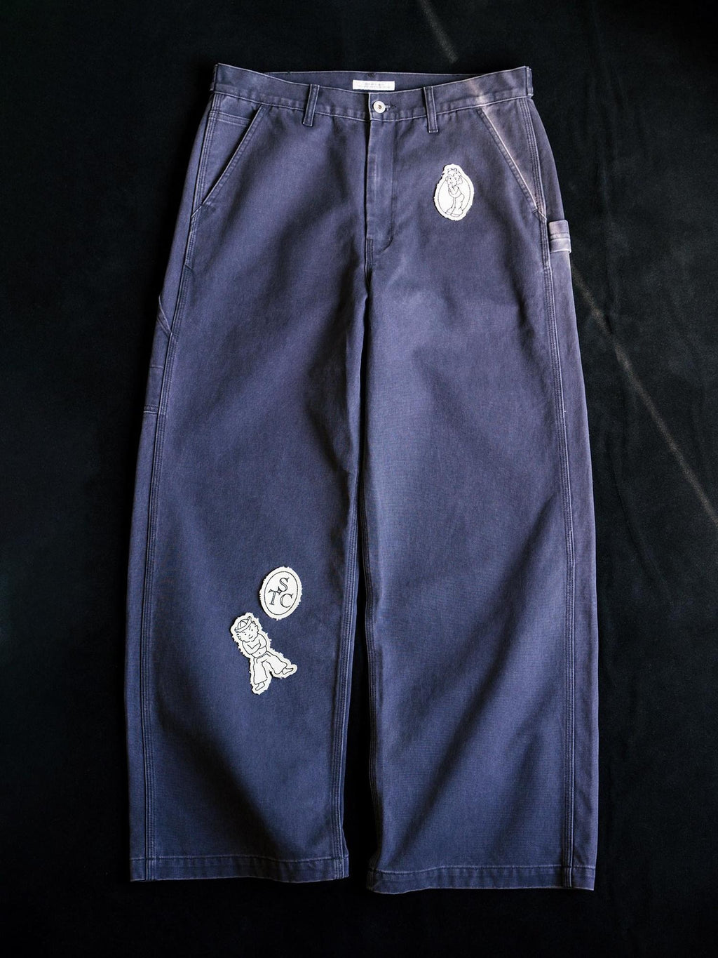 SUPERTOFU Distressed Straight Leg Vintage Unisex Cotton 100Percent Gray Purple Chinos