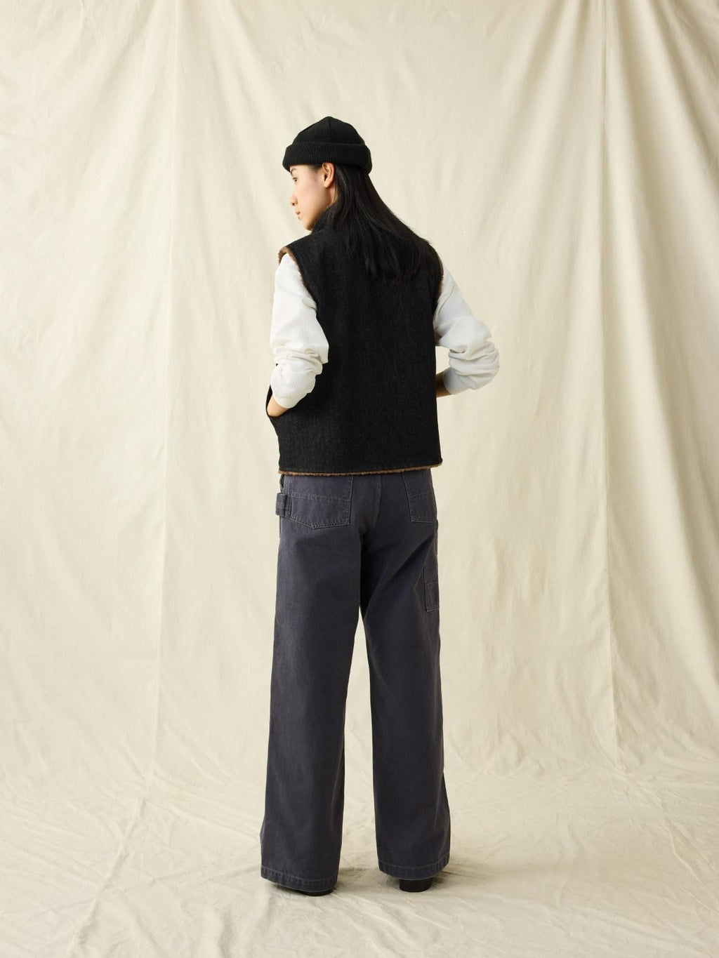 SUPERTOFU Distressed Straight Leg Vintage Unisex Cotton 100Percent Gray Purple Chinos