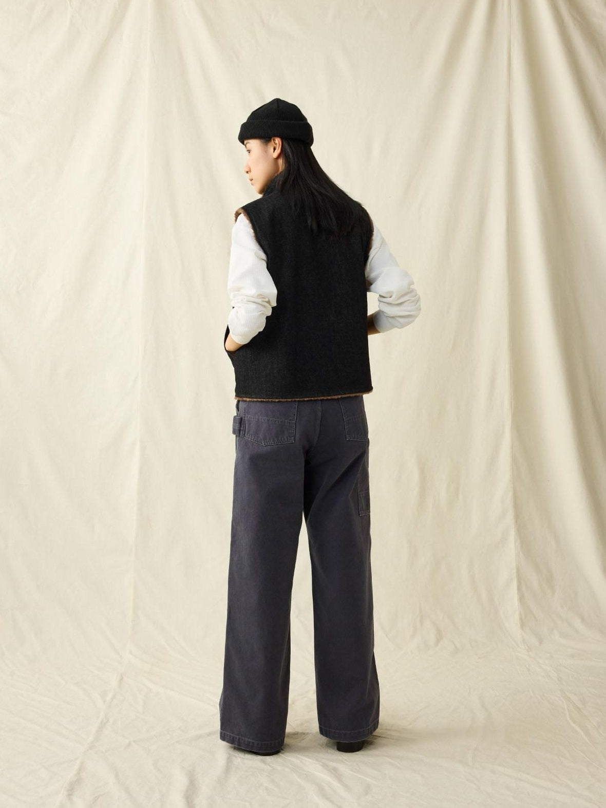 SUPERTOFU Distressed Straight Leg Vintage Unisex Cotton 100Percent Gray Purple Chinos
