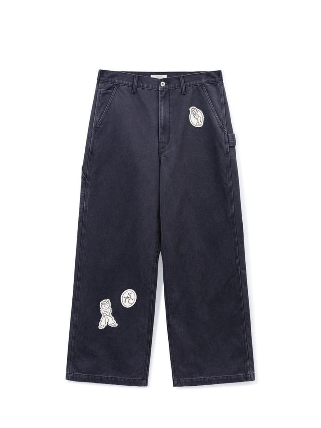 SUPERTOFU Distressed Straight Leg Vintage Unisex Cotton 100Percent Gray Purple Chinos