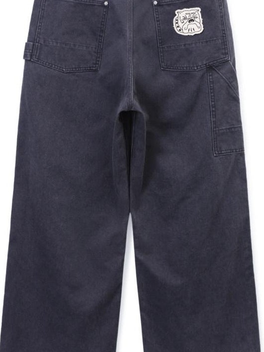 SUPERTOFU Distressed Straight Leg Vintage Unisex Cotton 100Percent Gray Purple Chinos