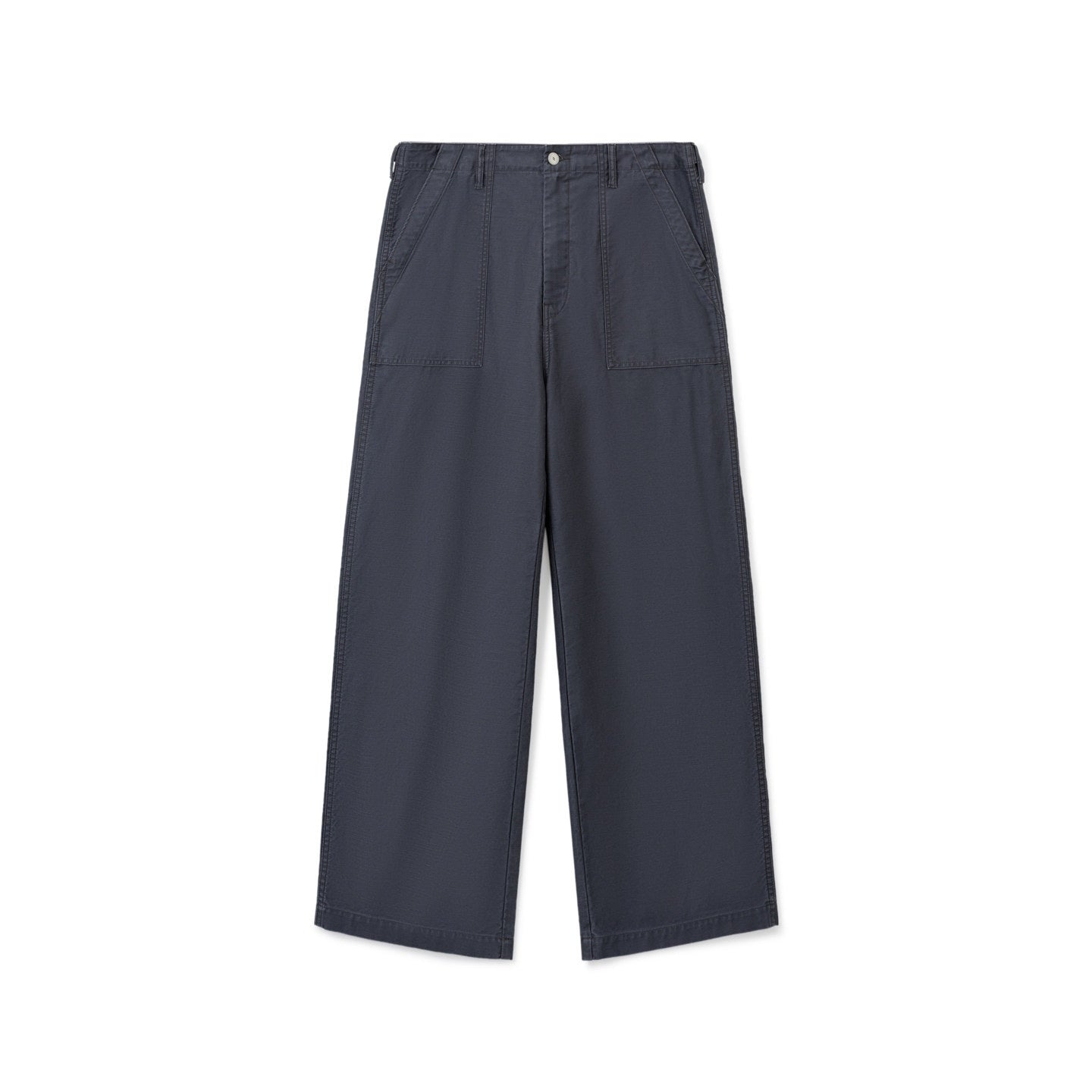 SUPERTOFU_Distressed_Vintage_Mid_Rise_Cotton_Unisex_Solid_Deep_Gray_Straight_Pants_MISSTT