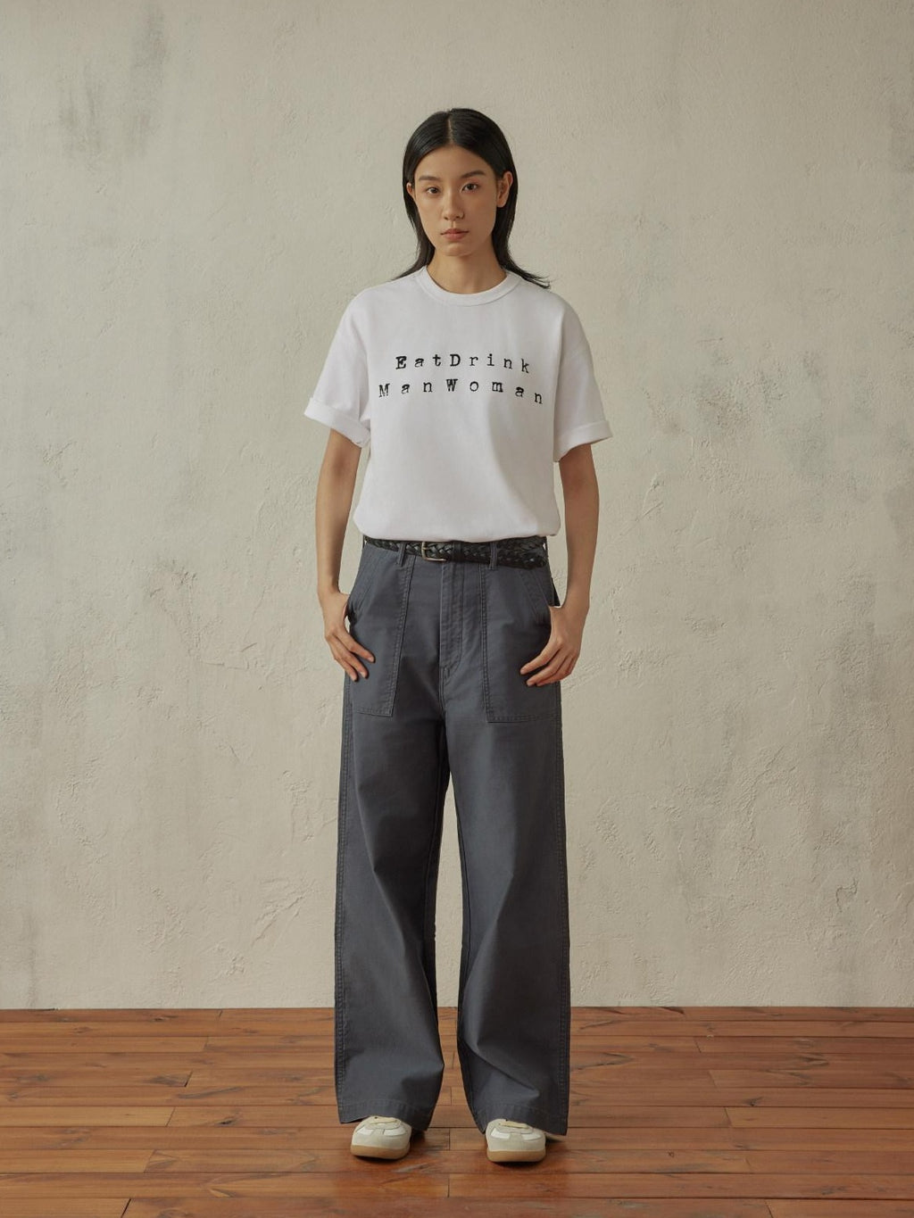 SUPERTOFU Distressed Vintage Mid Rise Cotton Unisex Solid Deep Gray Straight Pants