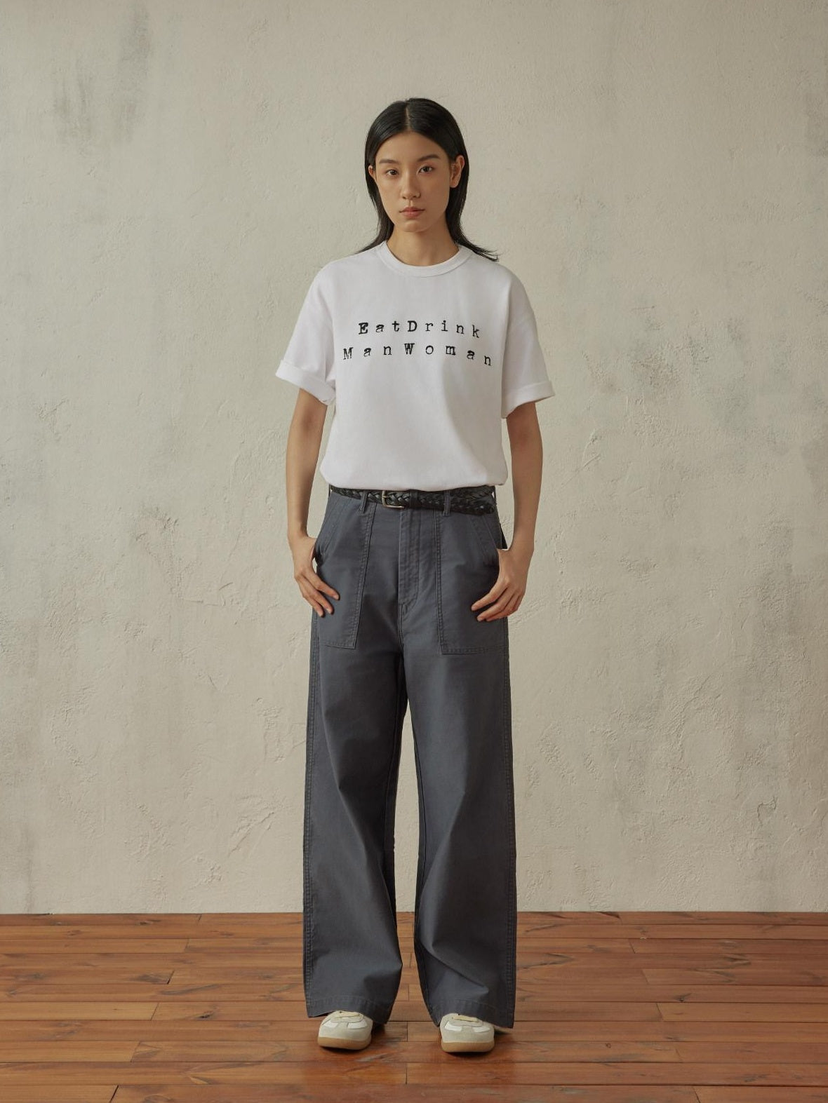 SUPERTOFU Distressed Vintage Mid Rise Cotton Unisex Solid Deep Gray Straight Pants
