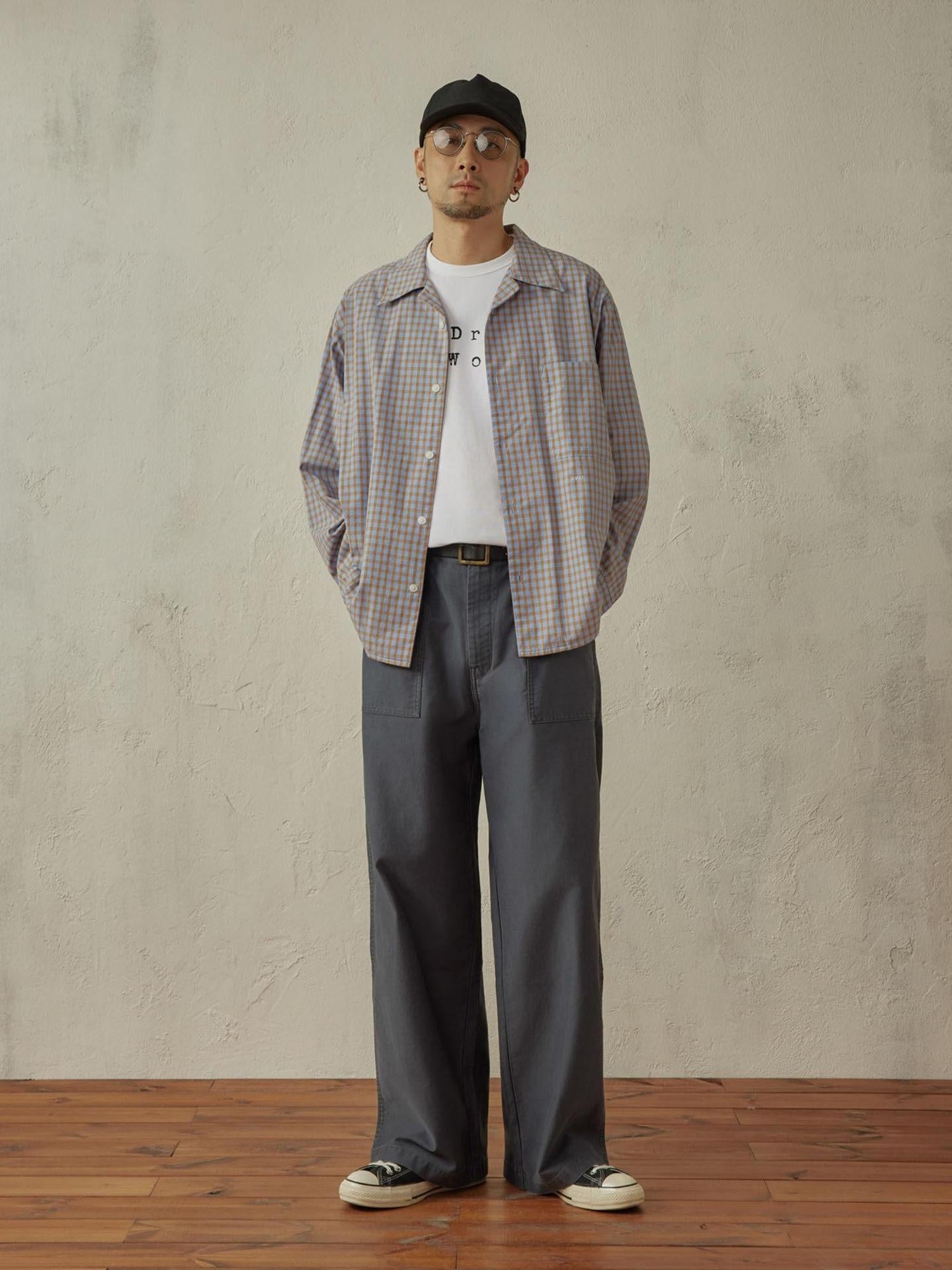 SUPERTOFU Distressed Vintage Mid Rise Cotton Unisex Solid Deep Gray Straight Pants