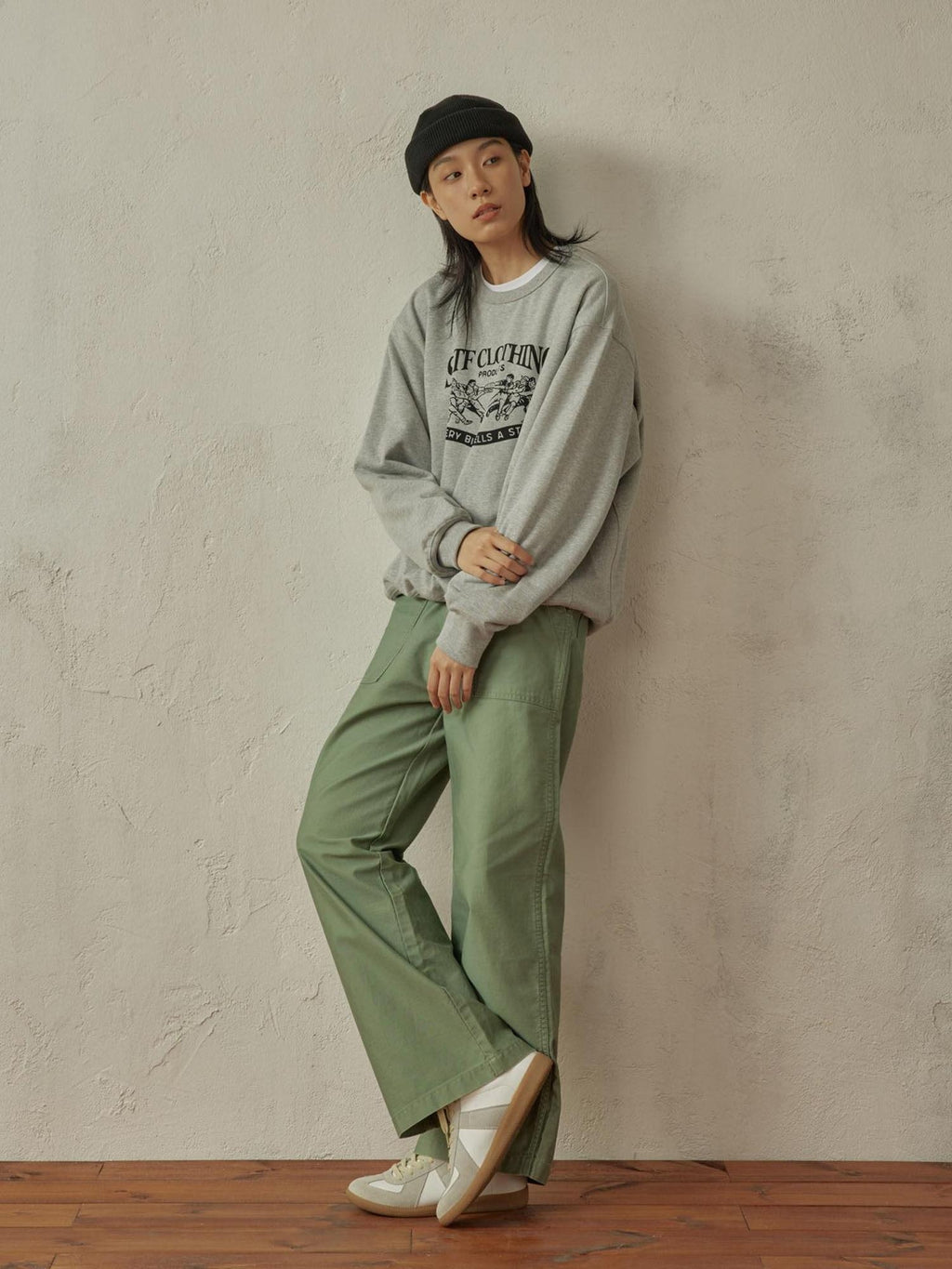 SUPERTOFU Distressed Vintage Mid Rise Cotton Unisex Solid Deep Gray Straight Pants